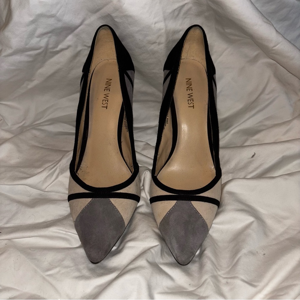 Nine West Black and Gray Heels